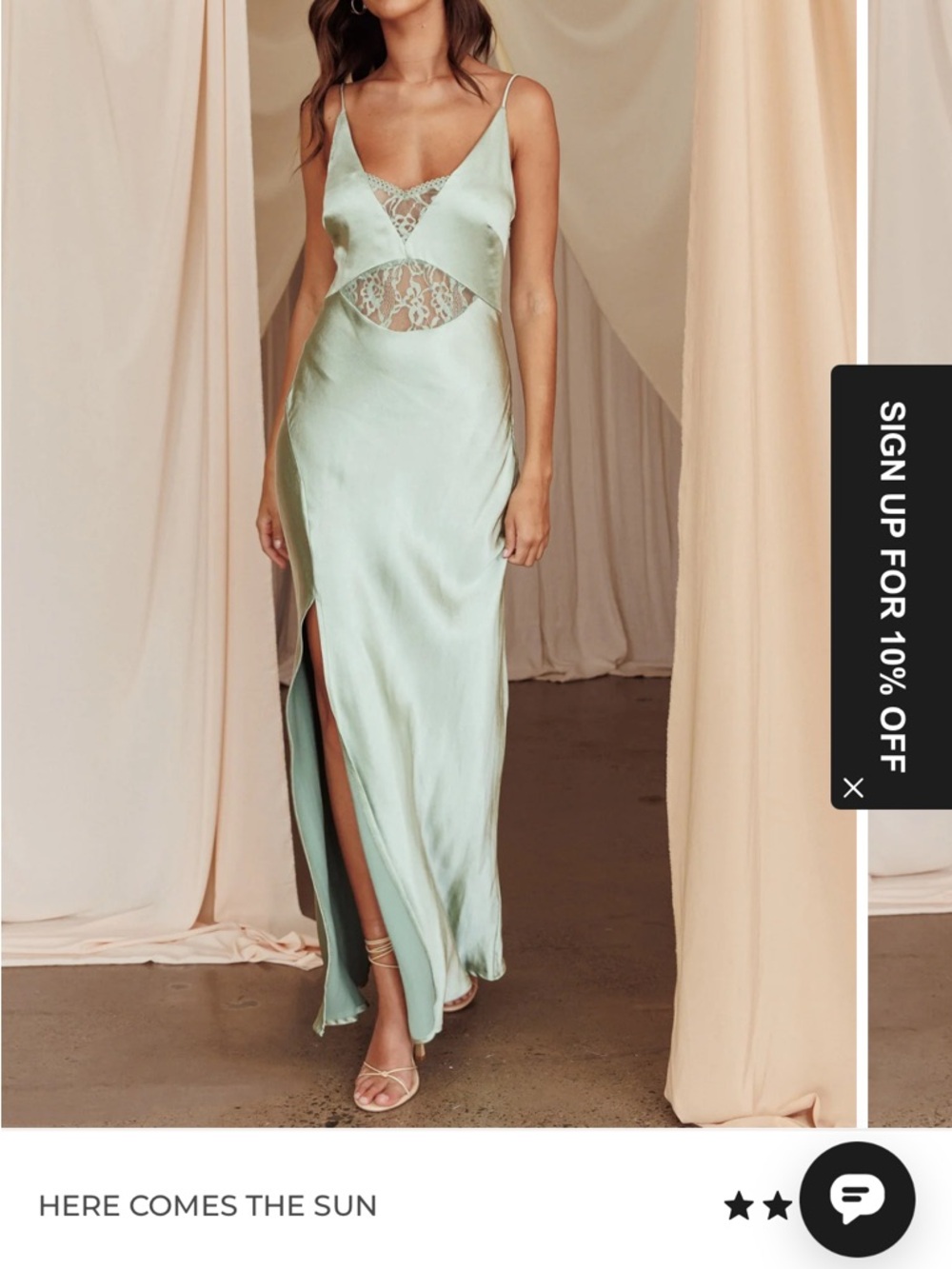 Selfie Leslie Mint Green Satin Lace Maxi Dress